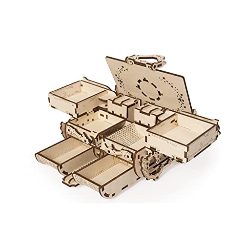 UGEARS Schatulle 3D Modellbausatz Holztruhe-3D Holzbausatz Schatzkiste-3D Puzzle Erwachsene Box (Antik-Schatulle) – Bild 4