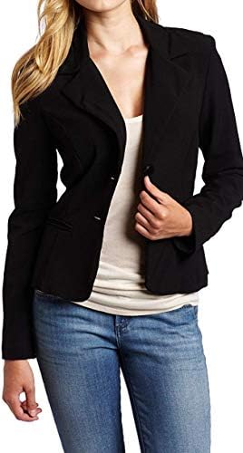 A. Byer Women's Long Sleeve Button welt Jacket, Black, Medium