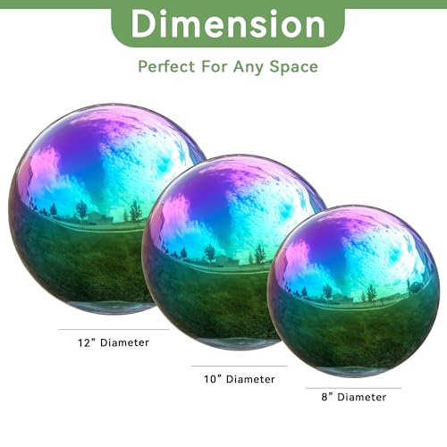 Lily's Home Gazing Globe Mirror Ball in Rainbow Stainless Steel - 12 Inch