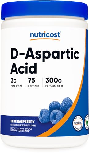 Nutricost D-Aspartic Acid (DAA) Powder 300G (Blue Raspberry) - Flavored D-Aspartic Acid Powder