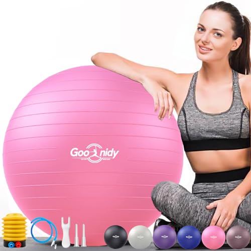 Image of Soft Exercise Ball, Yoga Pregnancy Ball Chair, Pilates Equipment with Pump | Anti-Burst Supports 2200lb for Workout Medicine Birthing Physical Therapy Stability Excersing Birth Swiss Fitness Gym