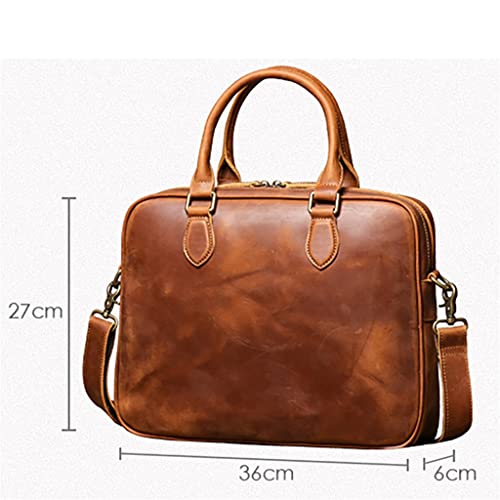 Genuine Leather Vintage Man Handbag Briefcase Men Shoulder Cowhide Bags Brown Business 16 Inch Laptop Bag2