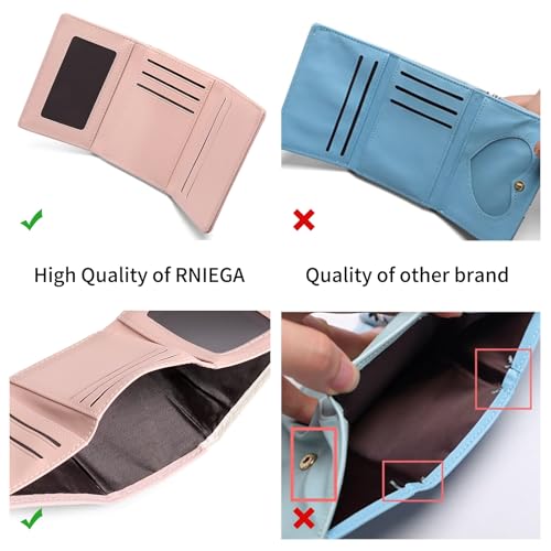 Image of RNIEGA Small Wallets for Women Trifold Vegan Leather Wallet RFID Blocking Card Holders with ID Window