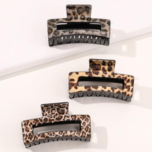 Hair Clips for Women - Big Square Claw Clips for Thick Thin Medium Fine Hair 3 Pcs Jaw Clamps Hair Accessories for Women Strong Hold
