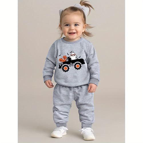 Kids Halloween Sweatshirt Boys Girls Pumpkin Ghost Dinosaur Graphic Shirt Toddler Long Sleeve Outfit Tops4