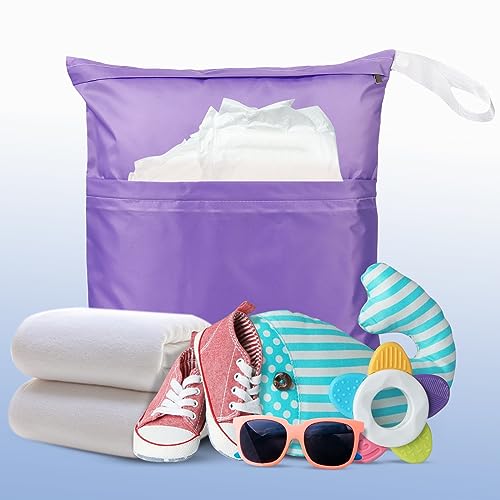 image for Frienda 4 Pieces Wet Dry Bag for Baby Waterproof Reusable Washable Dia