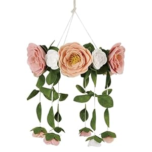 Baby Crib Mobile – Wooden Hanging Nursery Baby Mobile for Crib, Handmade Floral Nursery Decor for Girls, Perfect Shower Gift (Felt Rose) Also Fits Bassinets, Sorrel + Fern