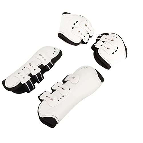 Botas protectoras de menudillo de caballo blancas anti impactos para entrenamiento seguro