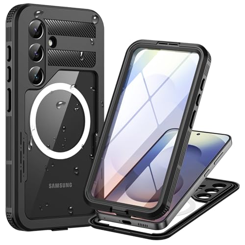 Coque Samsung S25 Plus étanche antichoc MagSafe et étui étanche 360 noir