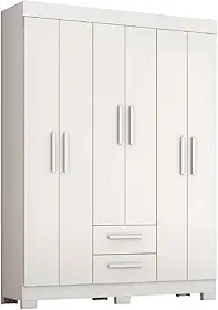 Guarda Roupas Casal 6 Portas 2 Gavetas Libano Branco Flex Notável