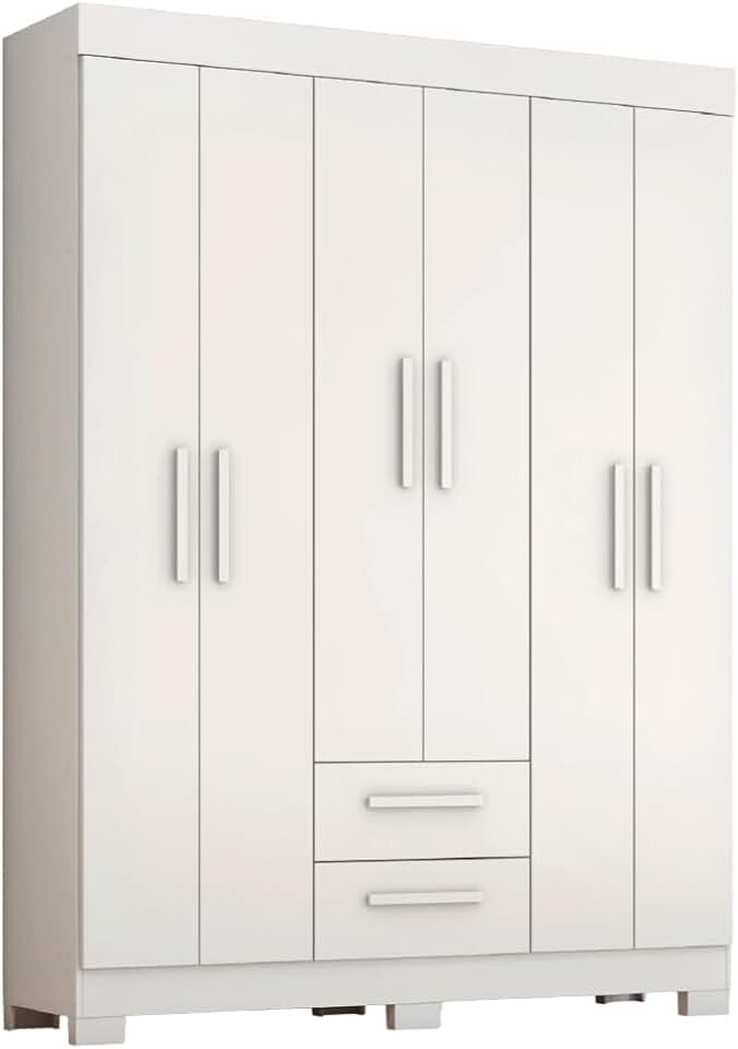 Guarda Roupas Casal 6 Portas 2 Gavetas Libano Branco Flex Notável