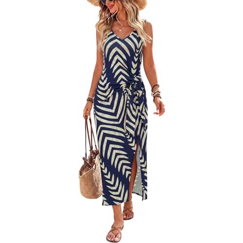Robe ete femme fluide chic et élégante - Robe midi décontractée à col V