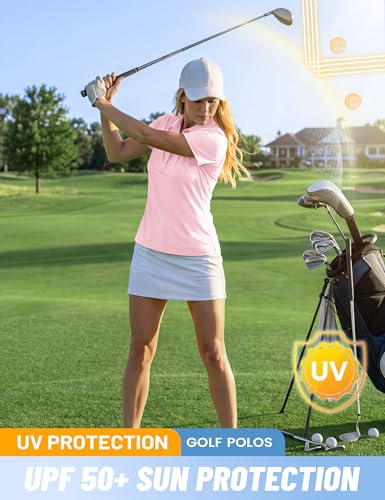 Image of TACVASEN Women's Golf Polo Shirts Short Sleeve UPF 50+ Sun Protection Golf Shirts for Women Quick Dry Collared Polos