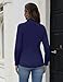 HOTOUCH Womens Button Down Shirts V Neck Long Sleeve Shirt Waitress Dressy Casual Work Office Blouses Navy Blue XL