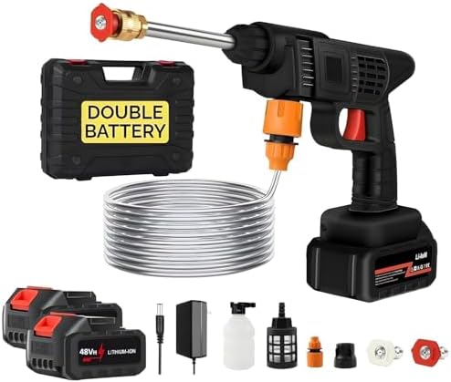 CONJEX Car Washer High Pressure Gun Cordless Portable Wireless Pressure Washer Gun 48V 12000mah High Pressure Water Gun for Car Wash Bike Washing Cleaning| Adjustable Nozzle and 5M Hose Pipe