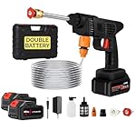 EasyAcc Cordless Portable Wireless Pressure Washer Gun, 48V, 12000mAh Double Battery, High Pressure, with Adjustable Nozzles and 5M Hose Pipe, for Car Wash and Bike Cleaning (Guner)
