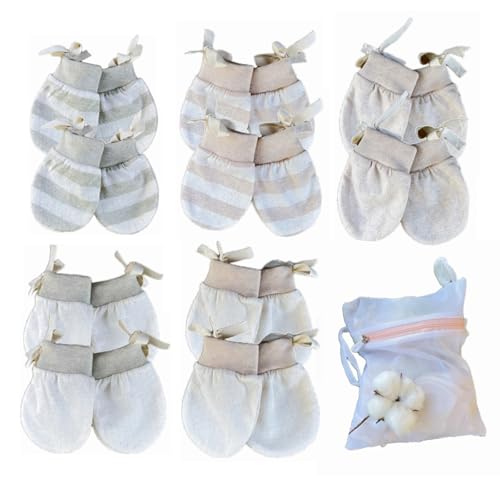 Image of Organic Cotton Infant No Scratch Mittens Newborn for Baby Mittens 0-6 Months