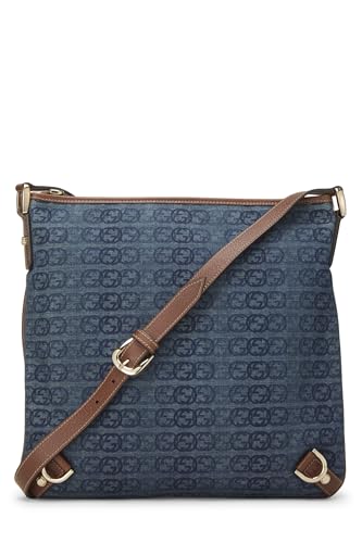 Pre-Loved Navy GG Denim D-Ring Abbey Messenger, Blue4