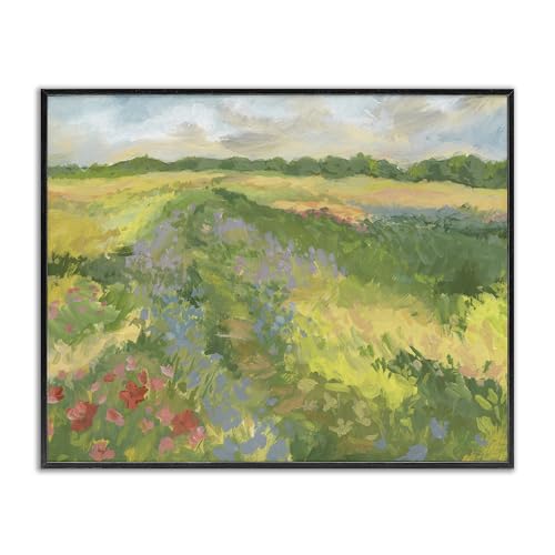 'Windswept Flower Meadow'| Framed Giclee Art