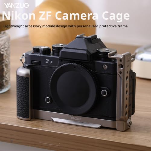 Image of Metal Cage for Nikon ZF, Aluminum Alloy Camera Bracket, Compatible with Arca Swiss, with Dual Cold Shoe(Titanium)