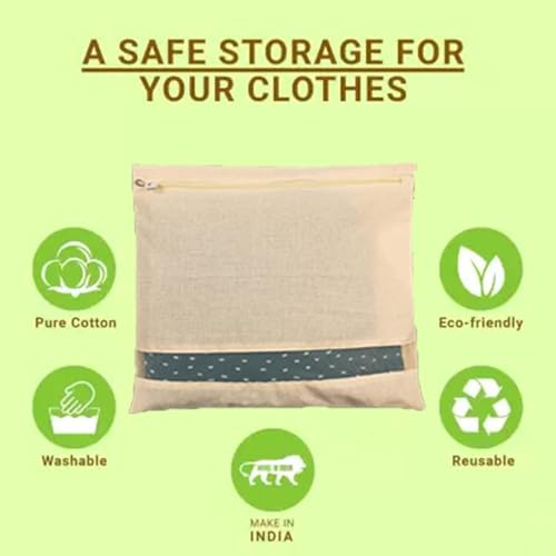 Image of Cotton Saree Bags /Covers for Storage | Big size single (16 x 14 Inches) with Zip Closure for Clothes Bags and Wardrobe Organizer with Transparent mesh window (6)