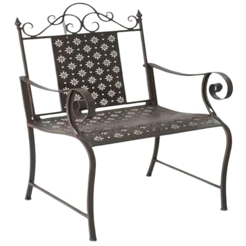 Chaise pliante jardin fauteuil banc ancien en fer marron 61x96 cm