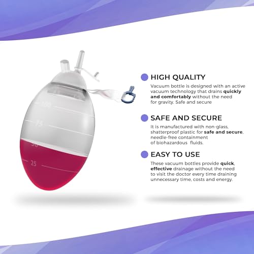 Image of AMZ Medical Supply Wound Drainage Bulb 200 ML. Oval Shape Silicone Bulb Evacuator Medical Suction. Surgical Drainage Bulb. Needle-Free Wound Drainage Reservoir for Closed Wound.