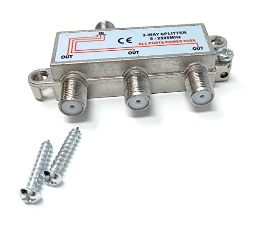 TV Splitter F-Type Screw-on Connectors RF Coaxial Cable Adapter, Passive Wideband Signal, 5-2500Mhz (3 Way) - Image 3