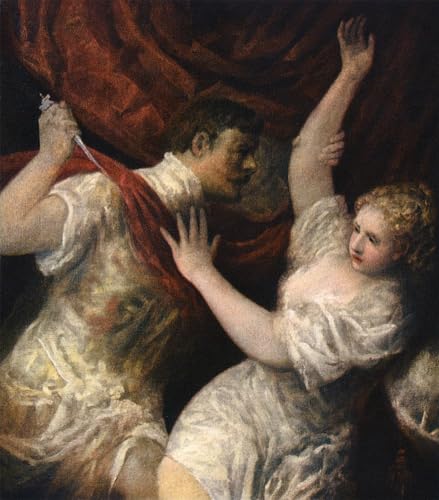 Toile Tiziano Vecelli Lucrèce et Tarquinius, impression haute définition 60x90cm