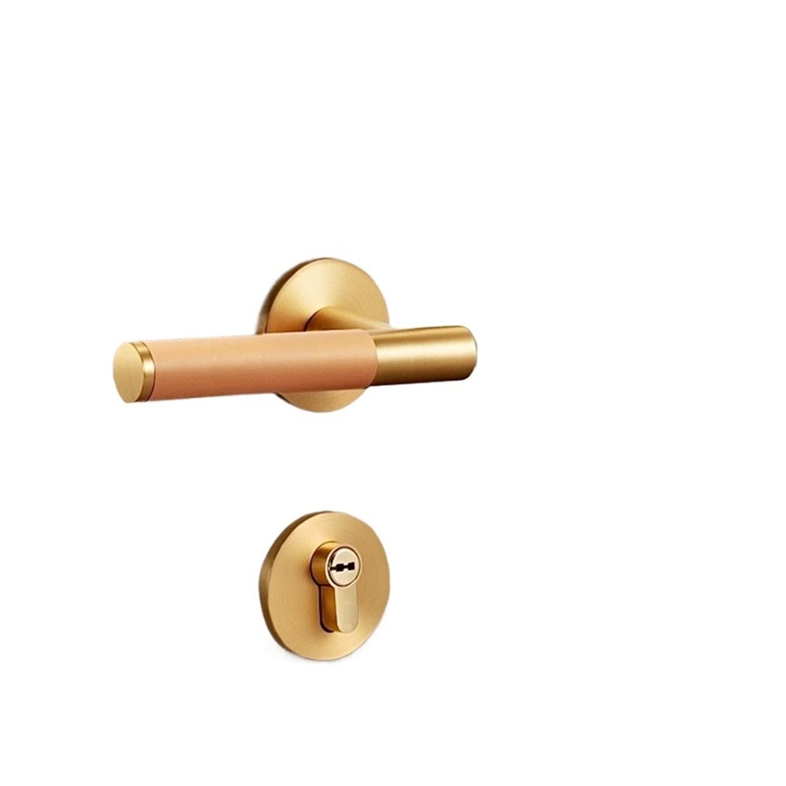 OPTEPYOE Brass Leather Door Lock Handle Double Opening(Dummy-Black)