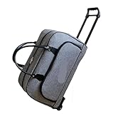 WAJJWI Bolsa De Viaje con Ruedas Bolso con Ruedas for Mujer, Bolso de Equipaje rodante for niñas, Bolsas de Viaje Cortas con Carrito, Maleta con Ruedas, Bolsos con Ruedas for Mujer(Gray)