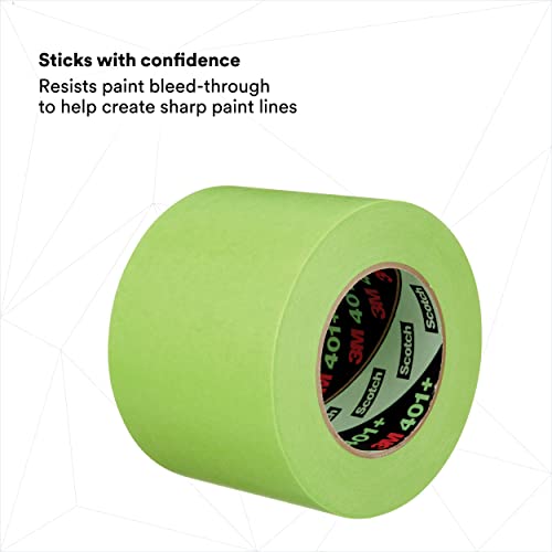 Image of 3M High Performance Green Masking Tape 401+, Superior Adhesion, Clean Removal, Highly Conformable, Paint-Bleed Resistant, 5 in x 60 yd, 1 Roll