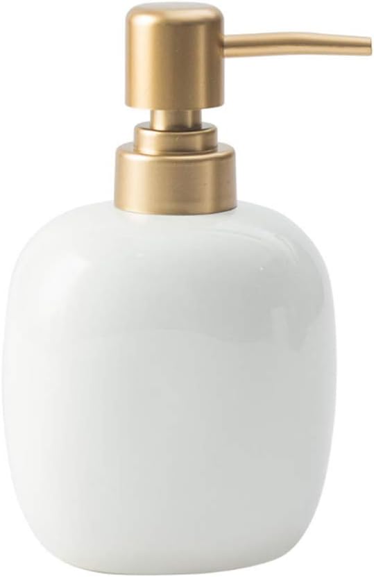 Fitlyiee Ceramic Soap Dispenser Bottle with Pump Countertop Lotion Pump Dispenser Container for Bathroom Kitchen (Oval)