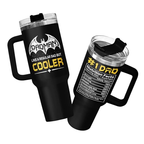 34HD Fathers Gifts, Dadman Tumbler with Handle Straw 40 oz