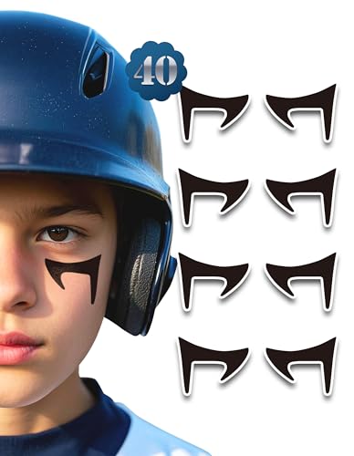 40 Pairs Sports Eye Black Stickers, Sports Eyeblack Stickers Breathable Eye Strips for Baseball Football Softball Lacrosse Fans on Game Day