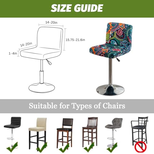 Image of FUANGUI Bar Stool Covers with Backs, 4 Pack Stretch Bar Stool Chair Covers, Knitted Jacquard Bar Stool Covers,Washable Bar Chair Covers Swivel Barstool Slipcovers,14