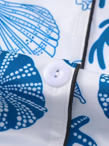 Women's 2 Piece Pajamas Set Short Sleeve Button Down Shirt and Shorts Cute Print Sleepwear Pjs Sets4