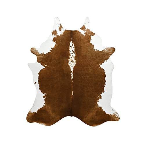 BENRON Small Cowhide Rug, Faux Cow Hide Rugs for Entryway Kitchen Hallyway Western Home Decor, Non Slip Cute Rug with Irregular Animal Skins and Hides, Khaki Brown, 2.9 x 3.9ft
