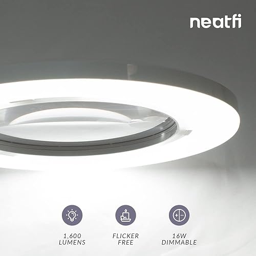 Miniatura 2 de Neatfi Lámpara de aumento LED bifocal XL, lente acrílica de 7 pulgadas, aumento 5D20D, manos libres, regulable, LED 84 SMD, brazo ajustable para
