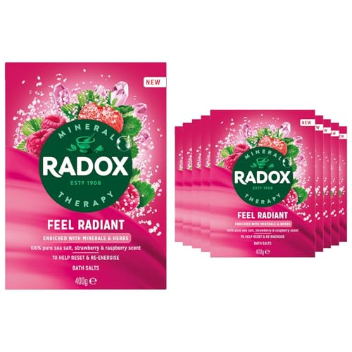 Image of Radox Mineral Therapy Feel Radiant Bath Salts 400g, 12 Pack - Relaxing Stress Relief Soak, Soothing Mineral Bath for Muscle Relaxation, Unwind After Work, Home Spa Care