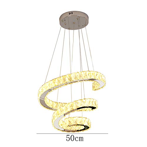 Lustre en cristal suspendu argenté de 50cm pour plafonnier de salon moderne - 5