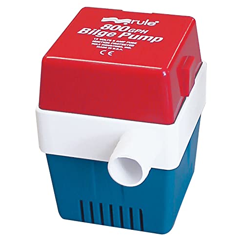 Rule 20F Marine 800 Square Marine Bilge Pump (800-Gph, 12-Volt), Red/White/Blue #TOP6