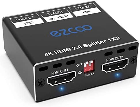 4K HDMI Splitter 1x2 HDR D-o-l-b-y Vision Atmos Down Scaler - HDMI Scaler 4K 1080P Sync,4K 60Hz 4:4:4 HDMI Splitter 1 in 2 Out HDCP2.2, EDID 4K5.1/4K7.1/ Copy, for Game Xbox PS5 1080p120Hz Roku SP12H2