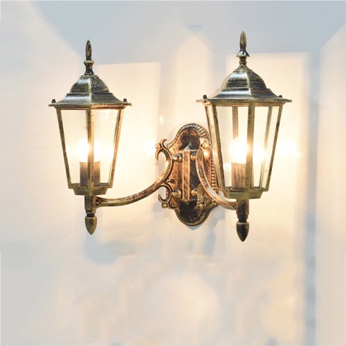 Lampe murale extérieure rétro bronze en aluminium étanche double tête à grande diffusion