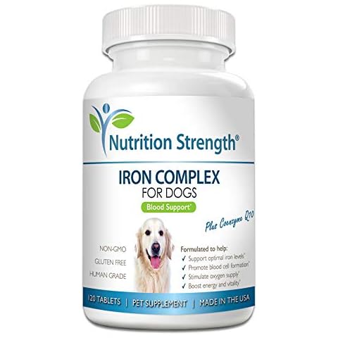 Nutrition Strength Iron for Dogs with Anemia to Support Blood Health, Blood Cell Formation & Oxygen Supply, Iron Supplement for Anemic Dogs + Vitamin C, Folate, Vitamin B12, 120 Chewable Tablets Cover