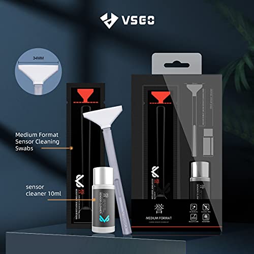 Vsgo Vs-S04E Camera Sensor Cleaning Kit Professional Medium Format Camera Cleaning Kit Compatible For Medium Frame Ccd/Cmos/Sensor With 12Pcs 34Mm Clean Swabs And 10Ml Cleaner #TOP1