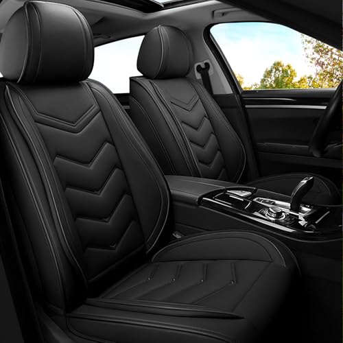 Image of ADERN Car Seat Covers for Jeep Wrangler 2000-2025, Premium Nappa Leather Car Seat Cover, Stylish Sport Seat Covers, Automobile Seat Cover Sets.(Standard 2 Seats /Pure Black)