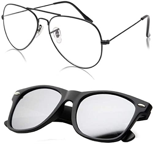 Image of UV-Protected Unisex Wayfarer And Aviator Combo Pack Of 2 Sunglasses