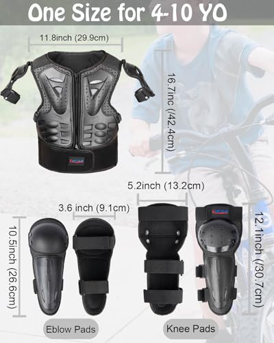 Kids Dirt Bike Gear,Motorcycle Armor Vest Suit for Motocross ATV MTB,Elbow Knee Back Chest Protection for Skating Ski