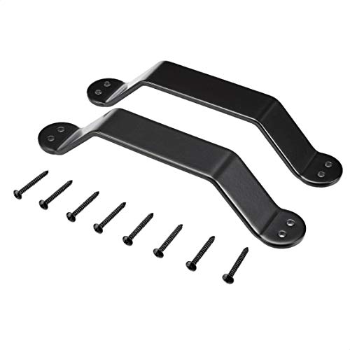 Amazon Basics Ab-Bdh114, Black Barn Door Handle Pull Set-Curved, 2-Pieces, Two-Pack, 9 Inch #TOP2